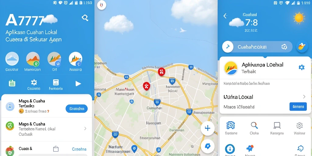 Tampilan antarmuka A7777 dengan informasi cuaca lokal yang jelas.