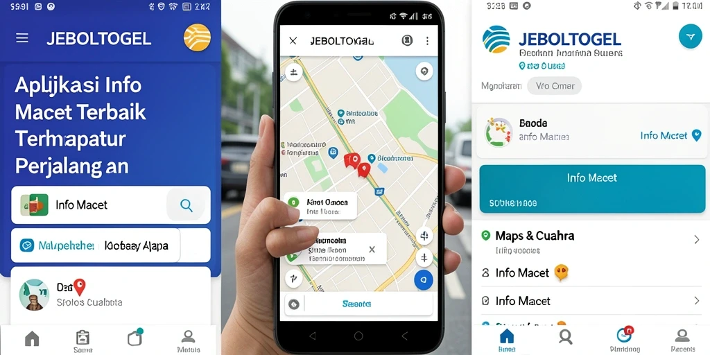 Antarmuka aplikasi JEBOLTOGEL menampilkan informasi kemacetan terkini.