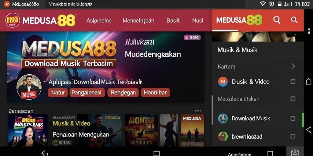 Antarmuka MEDUSA88 yang menarik dan mudah digunakan untuk Download Musik.